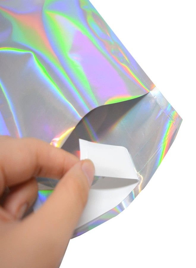 PABCK 100 Pack 4.5×6.5+1.57 inch Holographic Metallic Poly Mailers Self Sealing Packaging Foil Glitter Bags Shipping Envelopes Mailing Storage Pouches for Shipping Packaging - Image 2